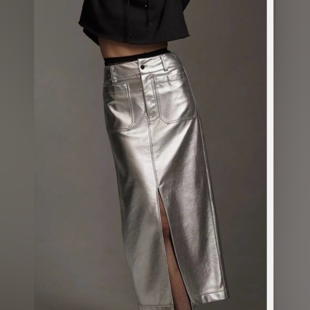 Anthropologie Colette Metallic Maxi skirt